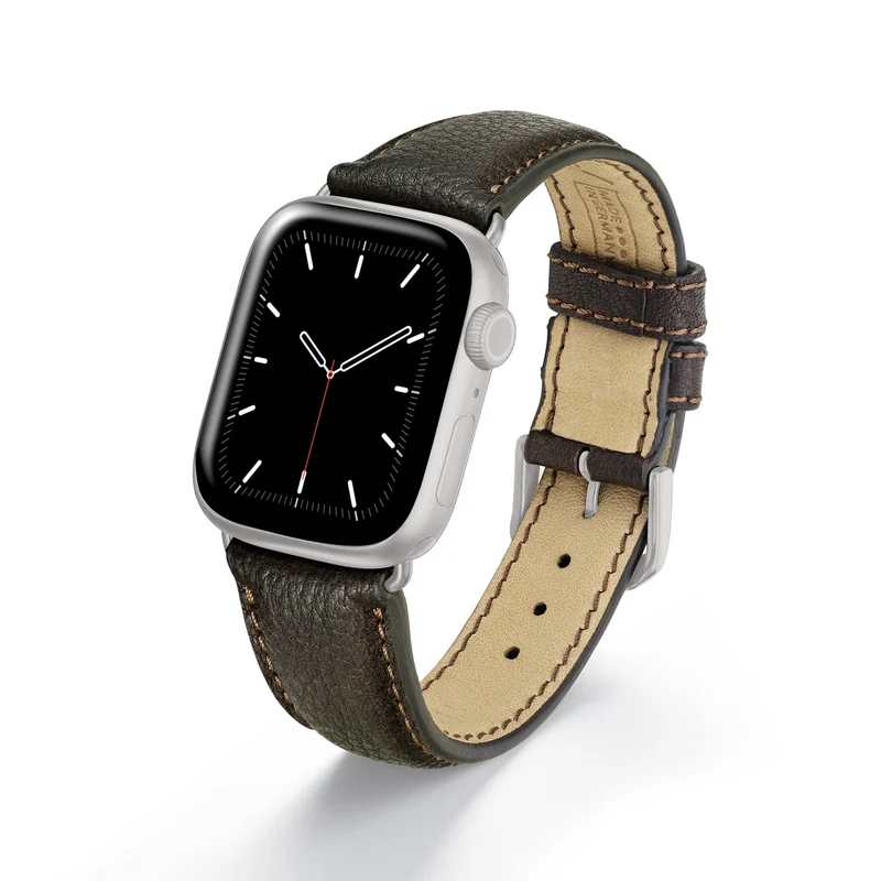 Apple Watch 1-9 Uhrenarmband TerraStyle von Happel, Bioleder, Handnaht, Mokka