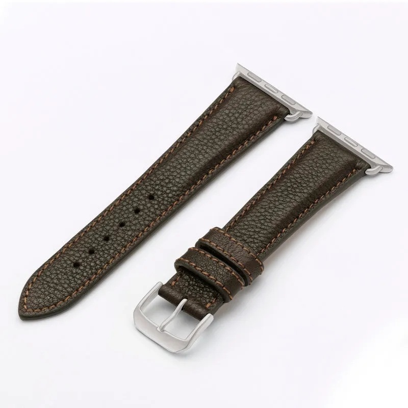 Apple Watch 1-9 Uhrenarmband TerraStyle von Happel, Bioleder, Handnaht, Mokka