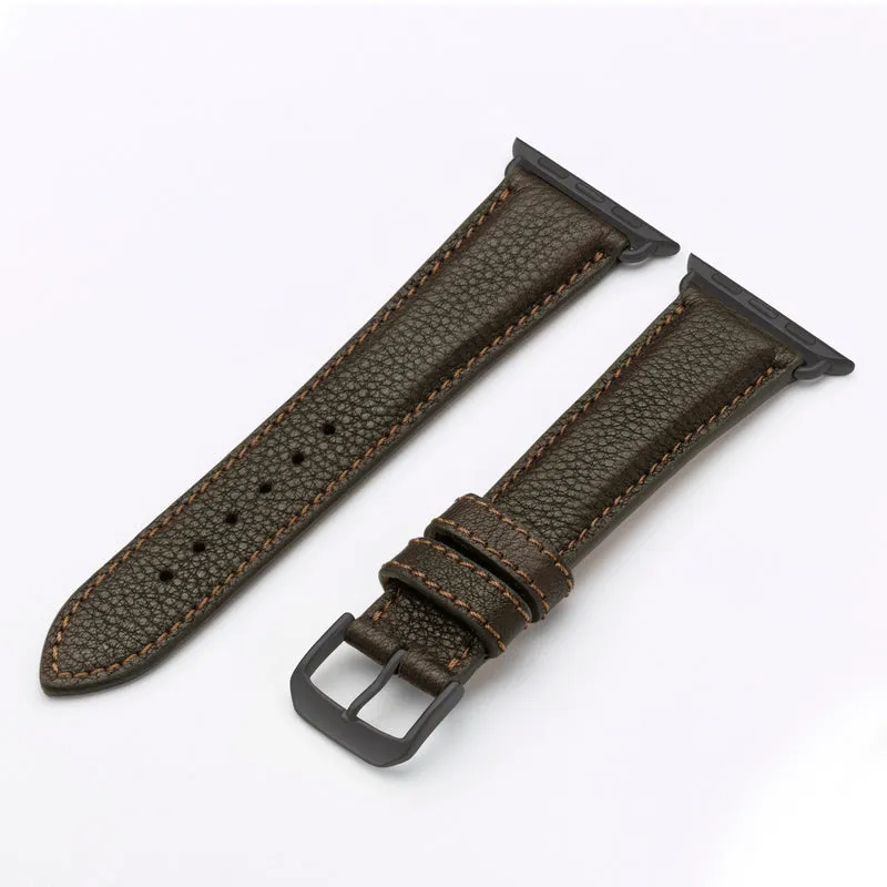 Apple Watch 1-9 Uhrenarmband TerraStyle von Happel, Bioleder, Handnaht, Mokka