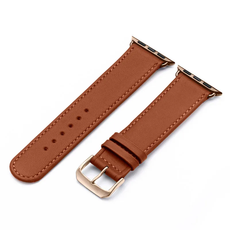 Solace Uhrenarmband aus Sattelleder für Apple Watch 10, handgefertigt, Cognac , von Happel