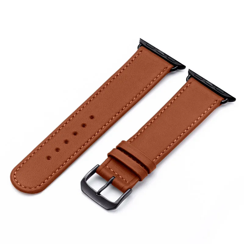 Solace Uhrenarmband aus Sattelleder für Apple Watch 10, handgefertigt, Cognac , von Happel