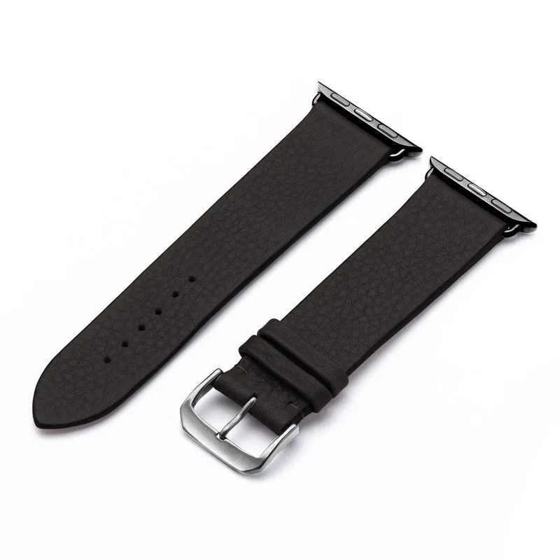 Horizon Uhrenarmband aus Bioleder für Apple Watch 10, handgefertigt, Schwarz, von Happel