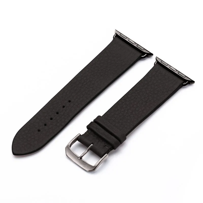 Horizon Uhrenarmband aus Bioleder für Apple Watch 10, handgefertigt, Schwarz, von Happel