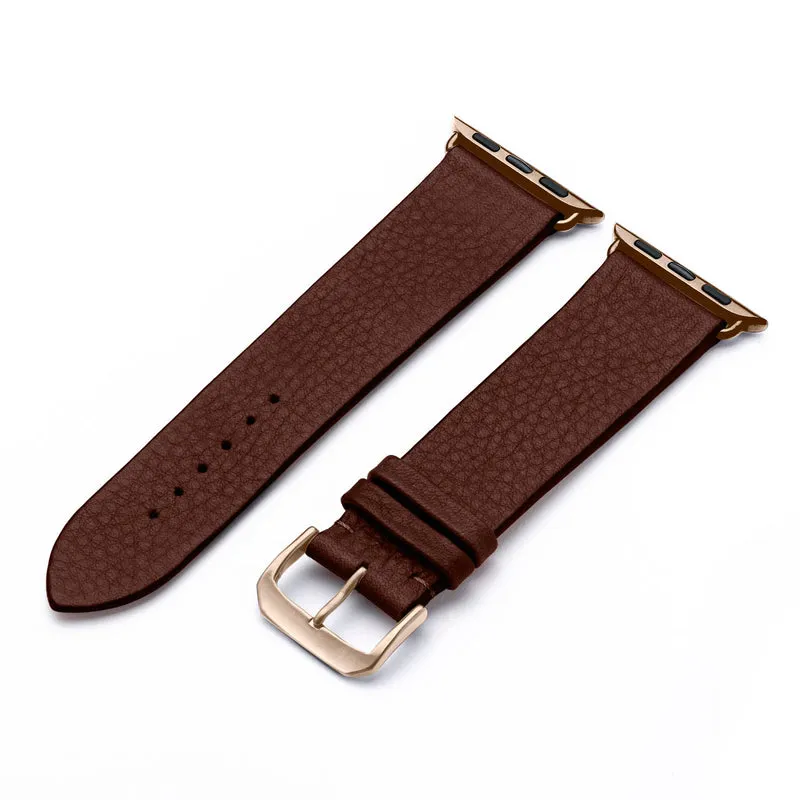 Horizon Uhrenarmband aus Bioleder für Apple Watch 10, handgefertigt, Mokka, von Happel