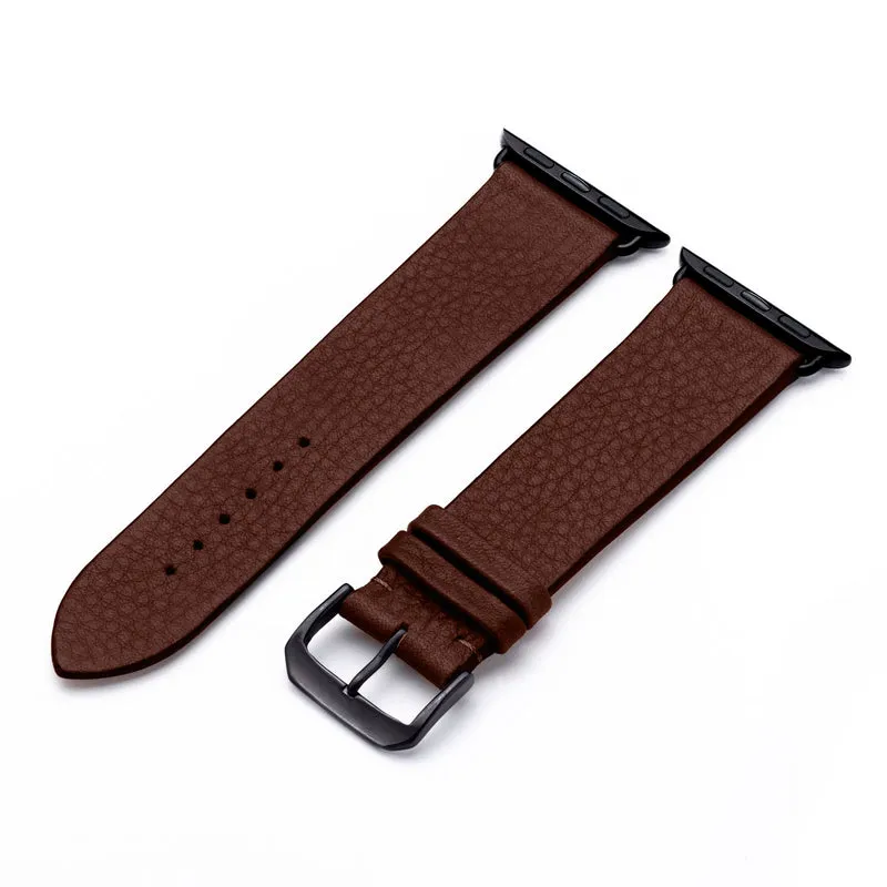Horizon Uhrenarmband aus Bioleder für Apple Watch 10, handgefertigt, Mokka, von Happel