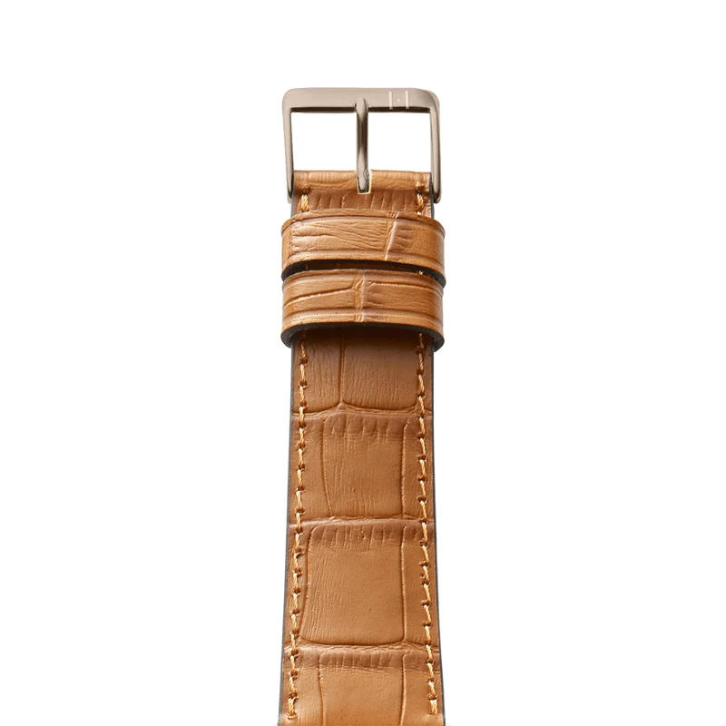 Apple Watch 10 Armband ROTHENBAUM mit Kroko-Prägung (Alligatornarbung auf Rindsleder) – Cognac
