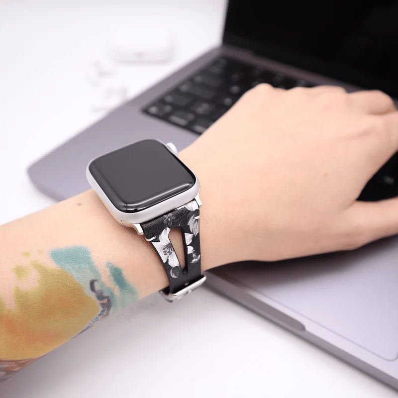 Schmales Kunstlederarmband für Apple Watch