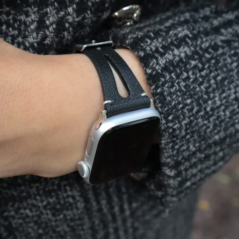 Schmales Kunstlederarmband für Apple Watch