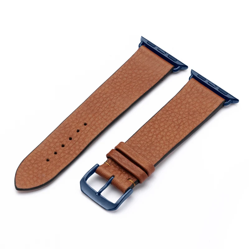 Apple Watch 1-9 Uhrenarmband Horizon von Happel, Bioleder, handgefertigt, Cognac