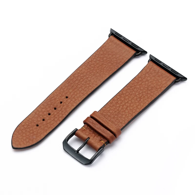 Apple Watch 1-9 Uhrenarmband Horizon von Happel, Bioleder, handgefertigt, Cognac