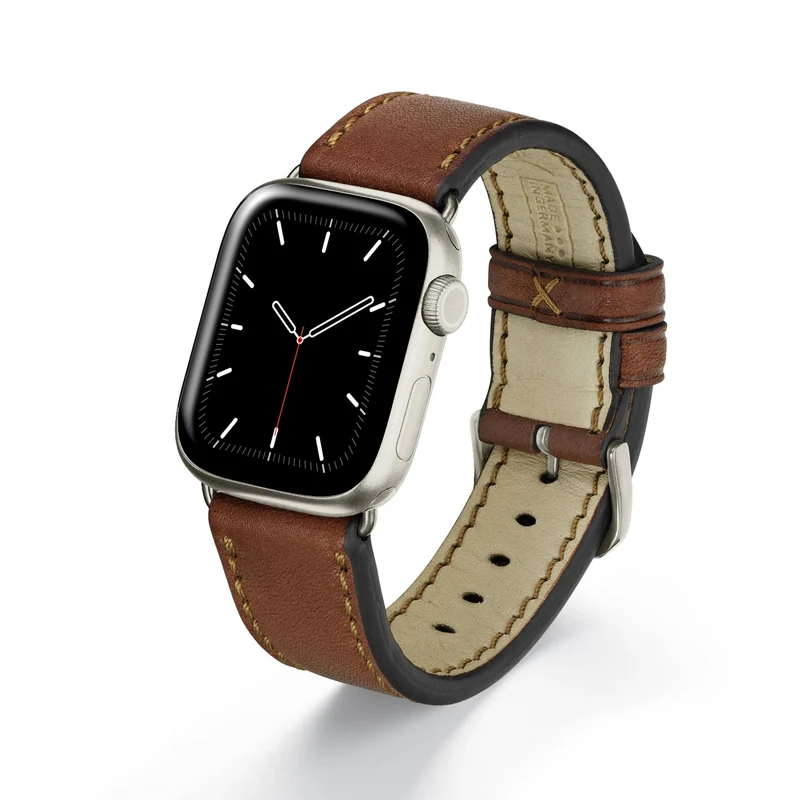 Apple Watch 1-9 Uhrenarmband HavenNature von Happel, Bioleder, handgefertigt, Cognac