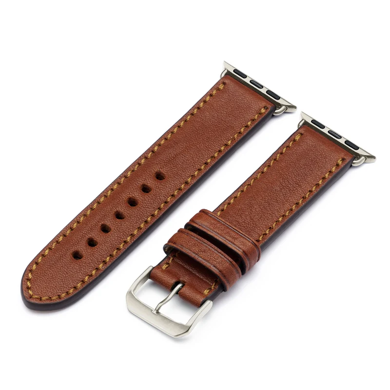 Apple Watch 1-9 Uhrenarmband HavenNature von Happel, Bioleder, handgefertigt, Cognac