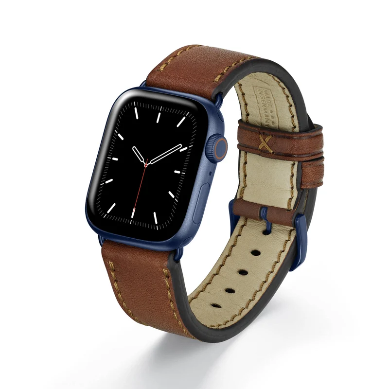 Apple Watch 1-9 Uhrenarmband HavenNature von Happel, Bioleder, handgefertigt, Cognac