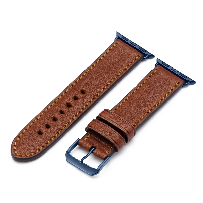 Apple Watch 1-9 Uhrenarmband HavenNature von Happel, Bioleder, handgefertigt, Cognac