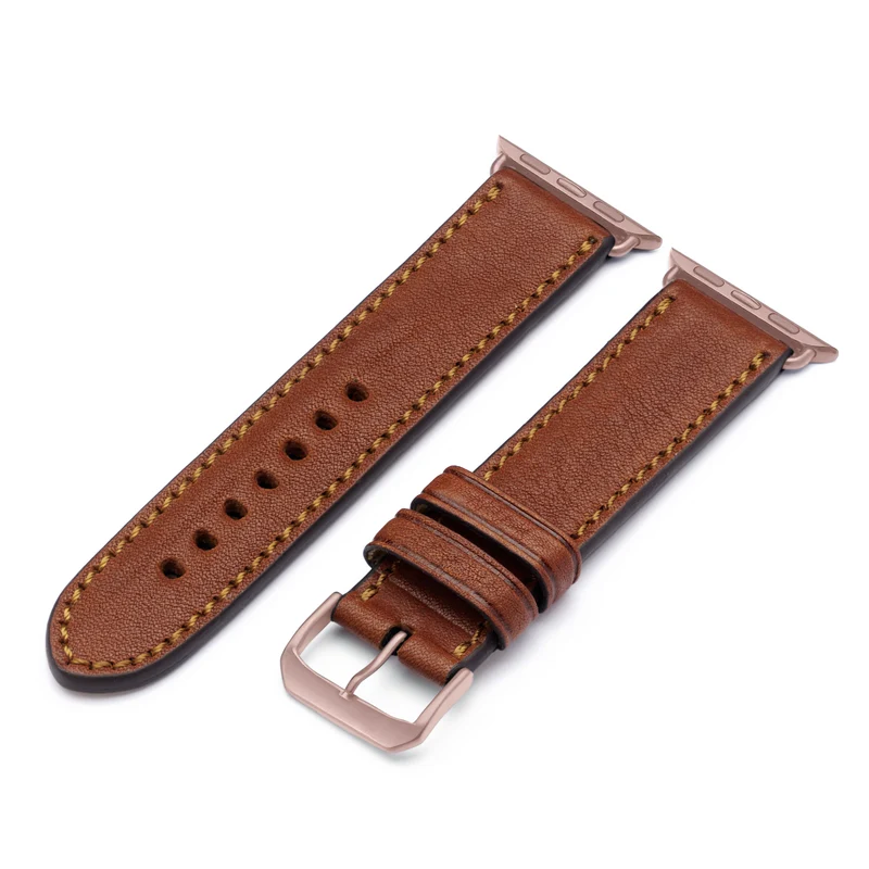 Apple Watch 1-9 Uhrenarmband HavenNature von Happel, Bioleder, handgefertigt, Cognac