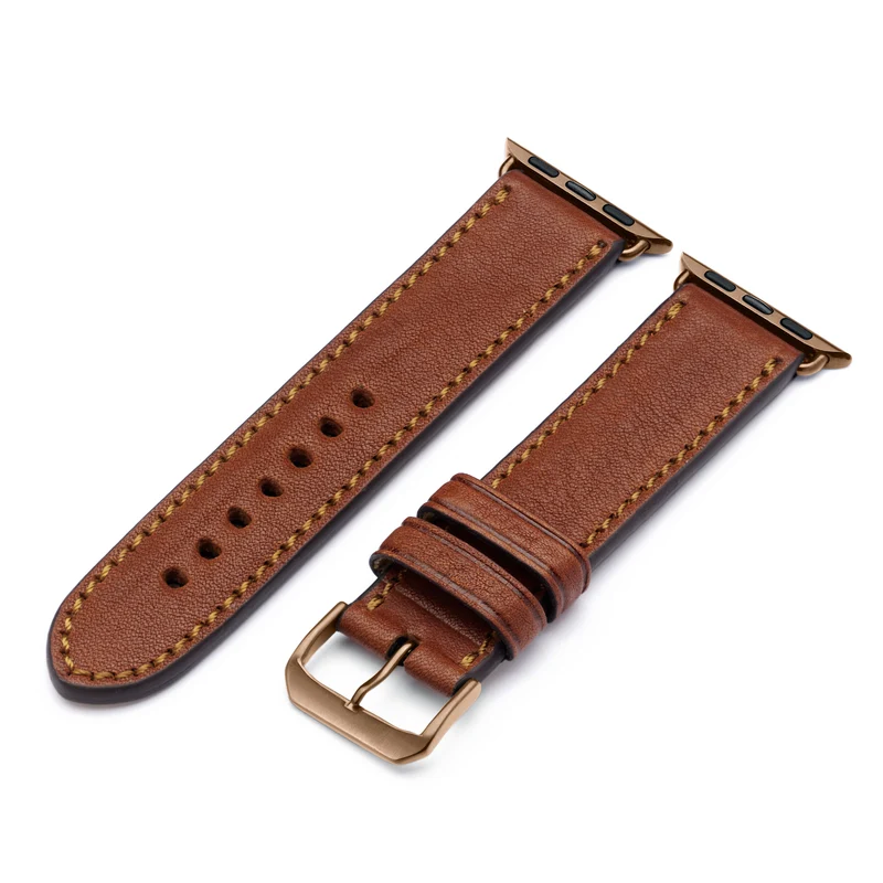 Apple Watch 1-9 Uhrenarmband HavenNature von Happel, Bioleder, handgefertigt, Cognac