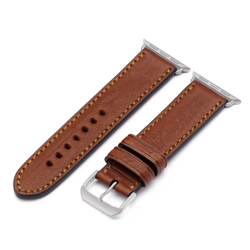 Apple Watch 1-9 Uhrenarmband HavenNature von Happel, Bioleder, handgefertigt, Cognac