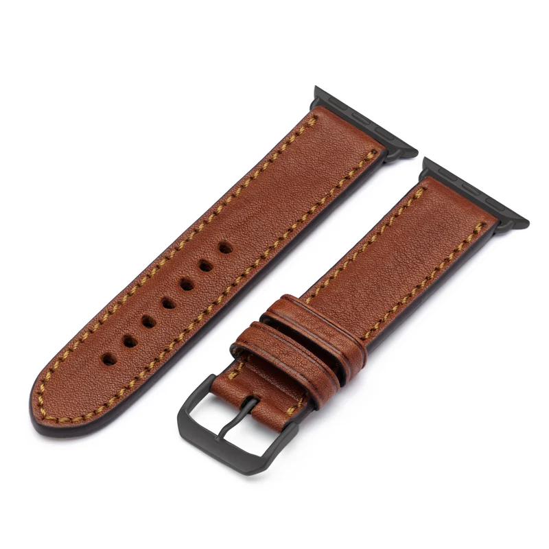 Apple Watch 1-9 Uhrenarmband HavenNature von Happel, Bioleder, handgefertigt, Cognac