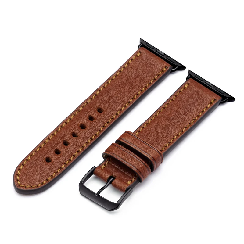 Apple Watch 1-9 Uhrenarmband HavenNature von Happel, Bioleder, handgefertigt, Cognac