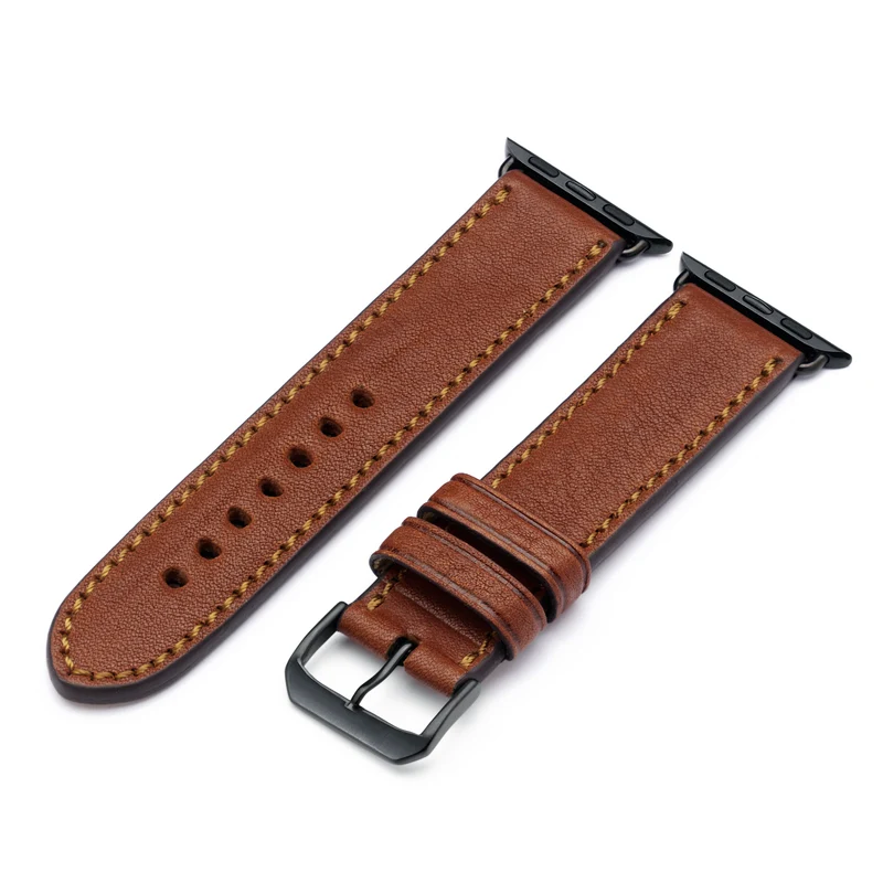 Apple Watch 1-9 Uhrenarmband HavenNature von Happel, Bioleder, handgefertigt, Cognac
