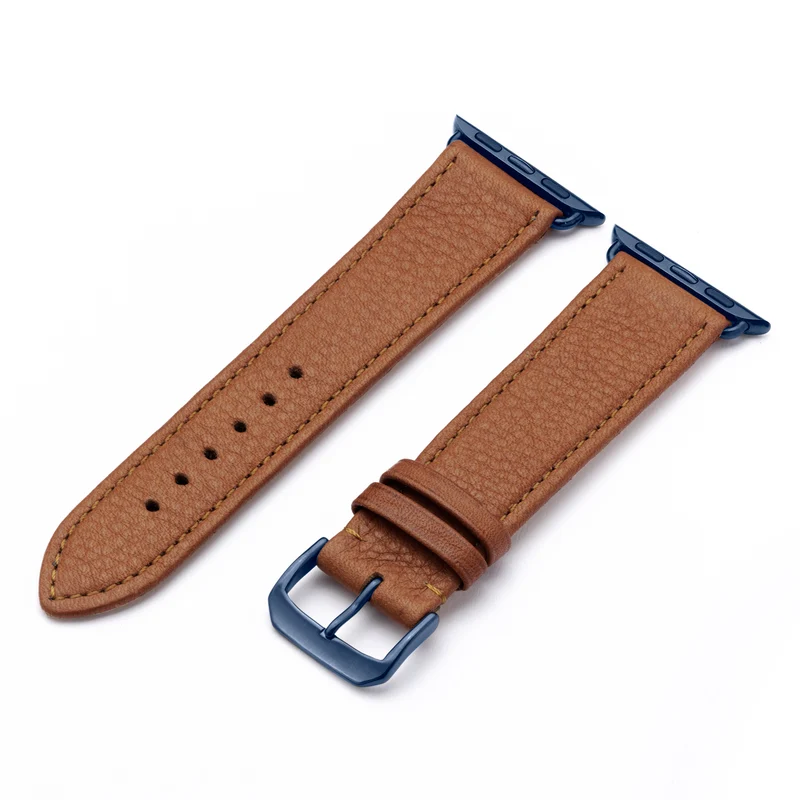 Apple Watch 1-9 Uhrenarmband AuroraEco von Happel, Bioleder, handgefertigt, Cognac