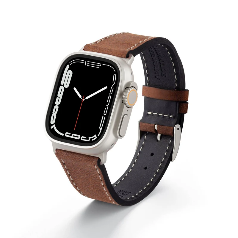 Apple Watch Ultra Armband HOHELUFT aus weichem Leder – Braun