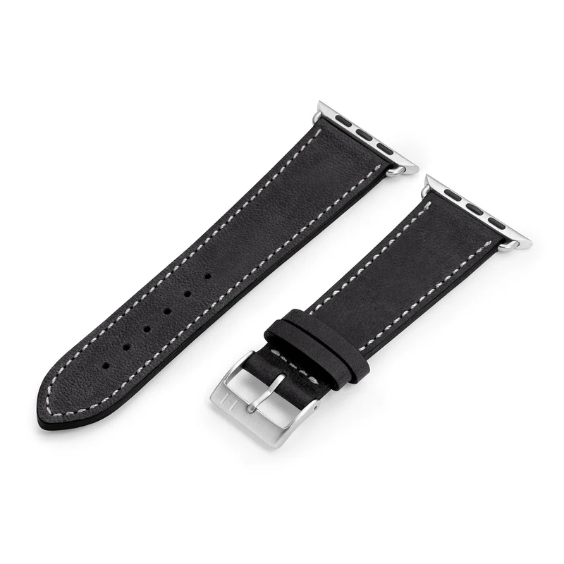 Apple Watch Ultra Armband HOHELUFT aus weichem Leder – Schwarz