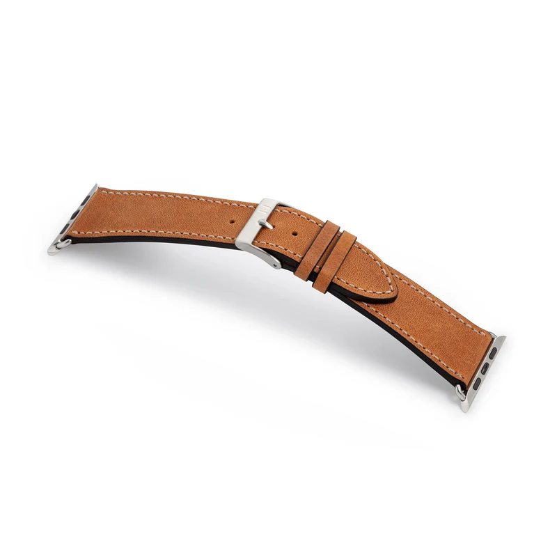 Apple Watch Ultra Armband HOHELUFT aus weichem Leder – Cognac