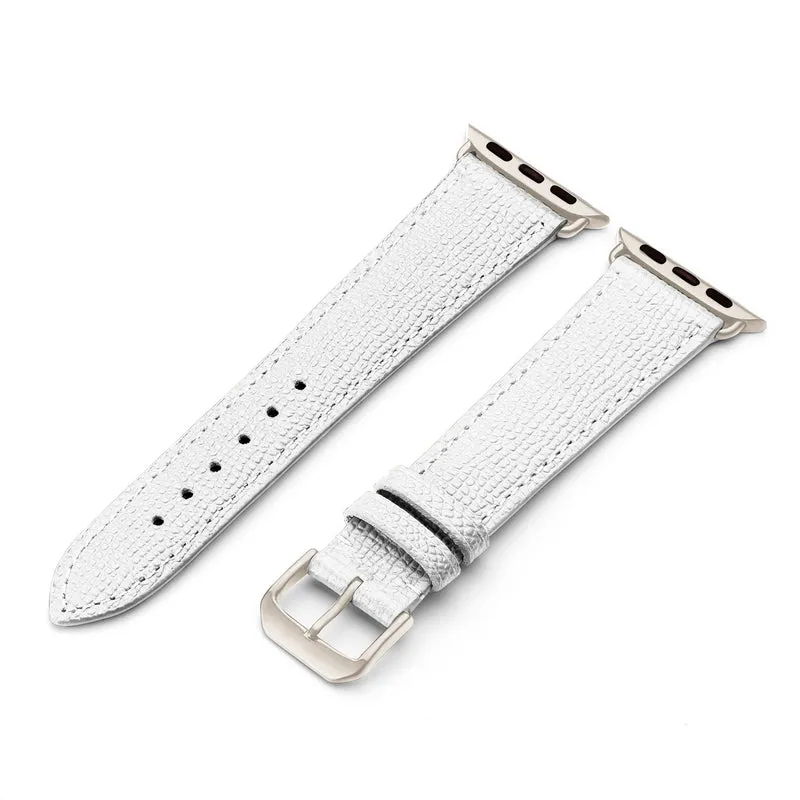 Apple Watch 1-9 Uhrenarmband AvelloStrap von Happel, Rindsleder, handgefertigt, Weiß