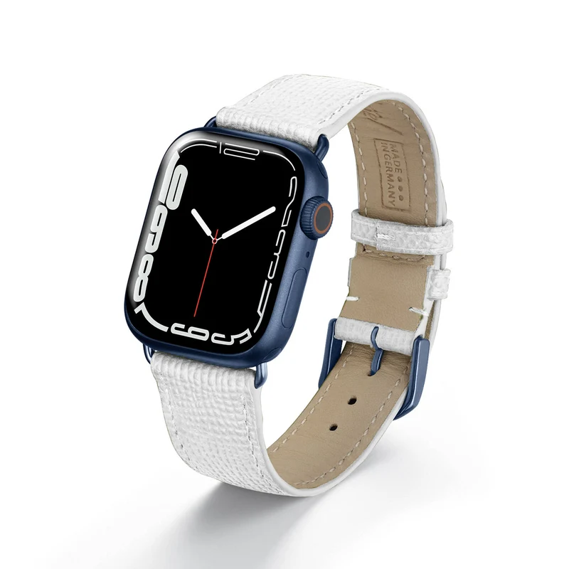 Apple Watch 1-9 Uhrenarmband AvelloStrap von Happel, Rindsleder, handgefertigt, Weiß