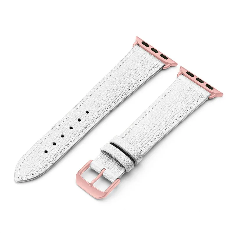 Apple Watch 1-9 Uhrenarmband AvelloStrap von Happel, Rindsleder, handgefertigt, Weiß