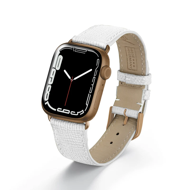 Apple Watch 1-9 Uhrenarmband AvelloStrap von Happel, Rindsleder, handgefertigt, Weiß