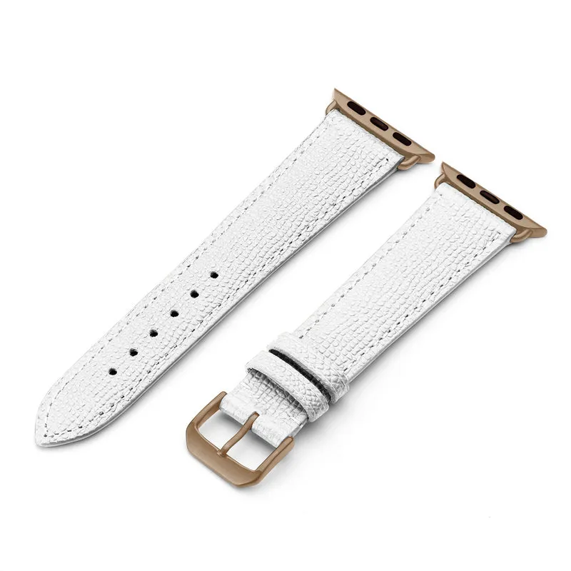 Apple Watch 1-9 Uhrenarmband AvelloStrap von Happel, Rindsleder, handgefertigt, Weiß