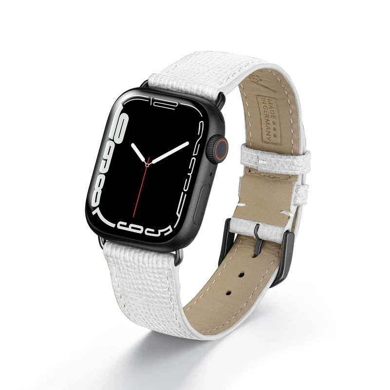 Apple Watch 1-9 Uhrenarmband AvelloStrap von Happel, Rindsleder, handgefertigt, Weiß