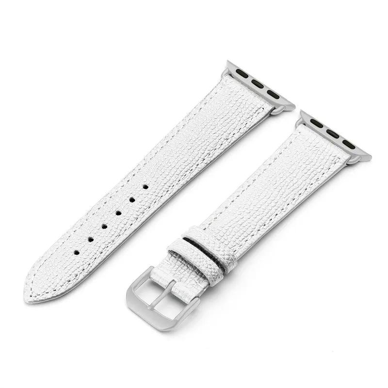 Apple Watch 1-9 Uhrenarmband AvelloStrap von Happel, Rindsleder, handgefertigt, Weiß