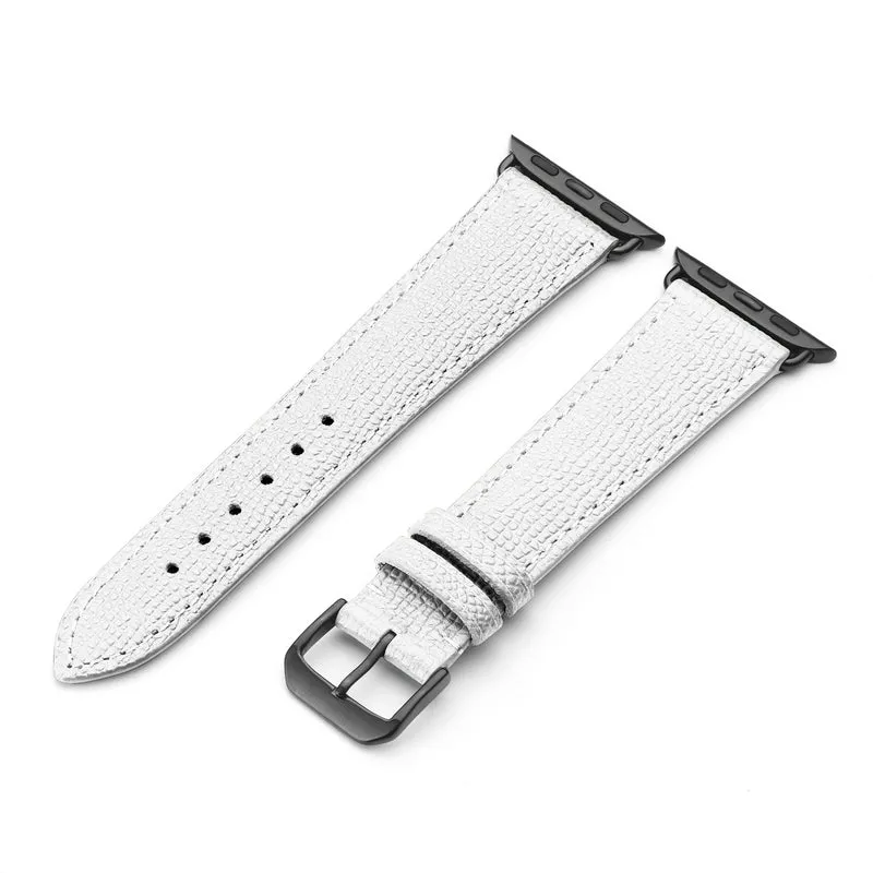 Apple Watch 1-9 Uhrenarmband AvelloStrap von Happel, Rindsleder, handgefertigt, Weiß