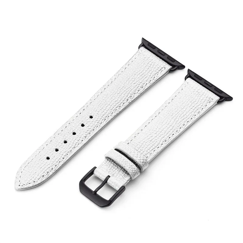 Apple Watch 1-9 Uhrenarmband AvelloStrap von Happel, Rindsleder, handgefertigt, Weiß