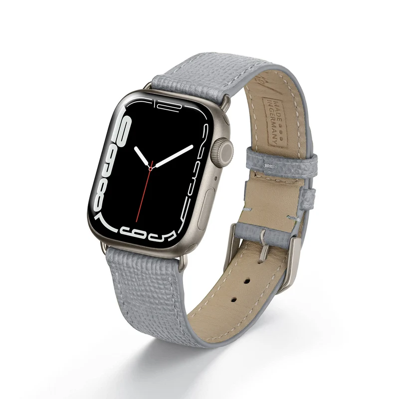 Apple Watch 1-9 Uhrenarmband AvelloStrap von Happel, Rindsleder, handgefertigt, Steingrau