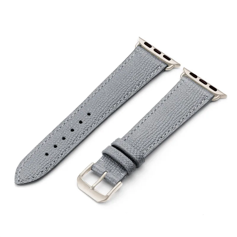 Apple Watch 1-9 Uhrenarmband AvelloStrap von Happel, Rindsleder, handgefertigt, Steingrau