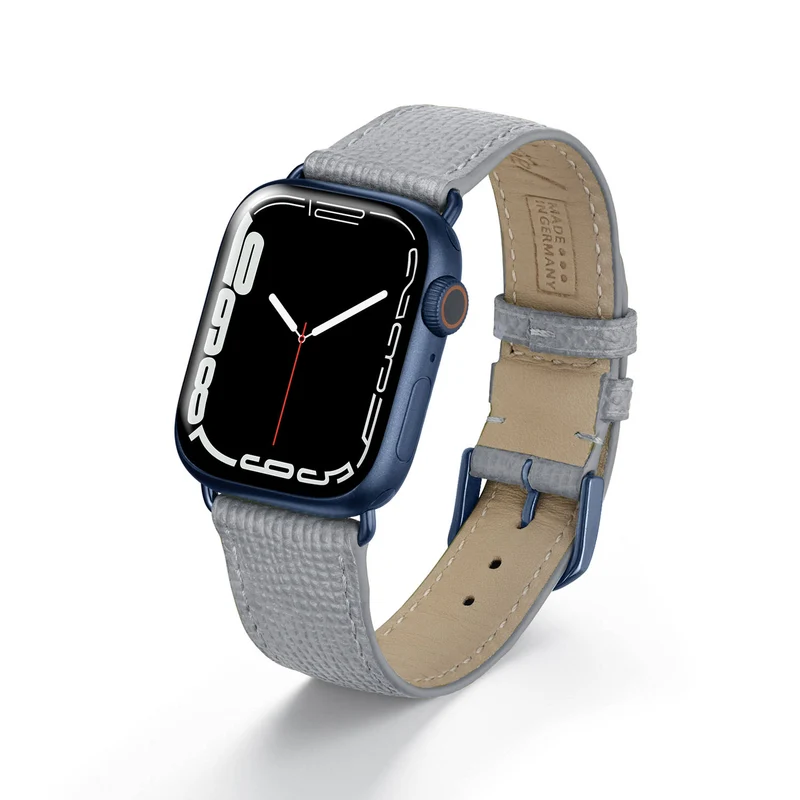 Apple Watch 1-9 Uhrenarmband AvelloStrap von Happel, Rindsleder, handgefertigt, Steingrau