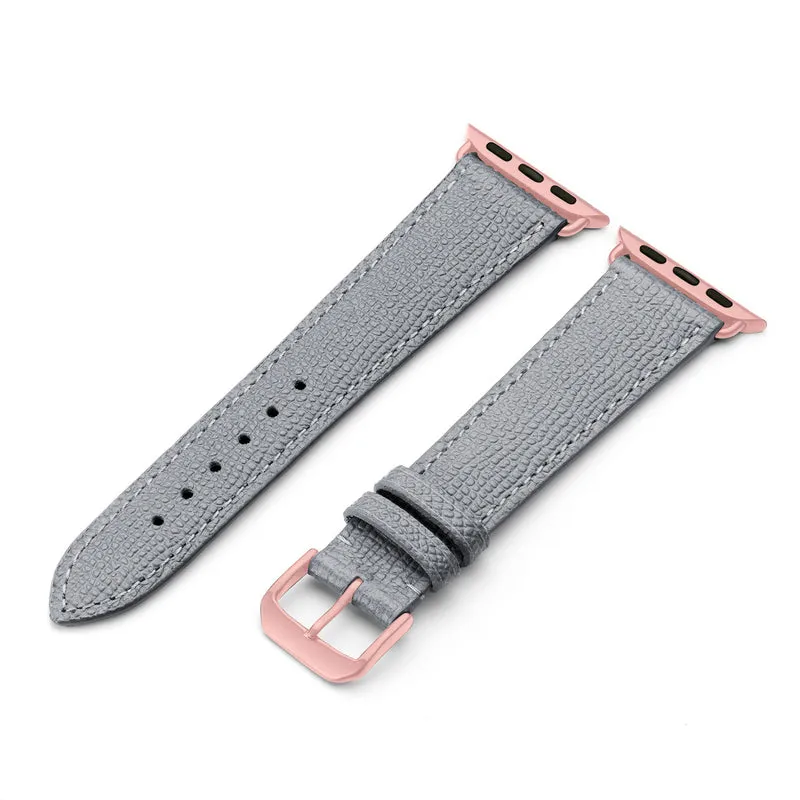 Apple Watch 1-9 Uhrenarmband AvelloStrap von Happel, Rindsleder, handgefertigt, Steingrau