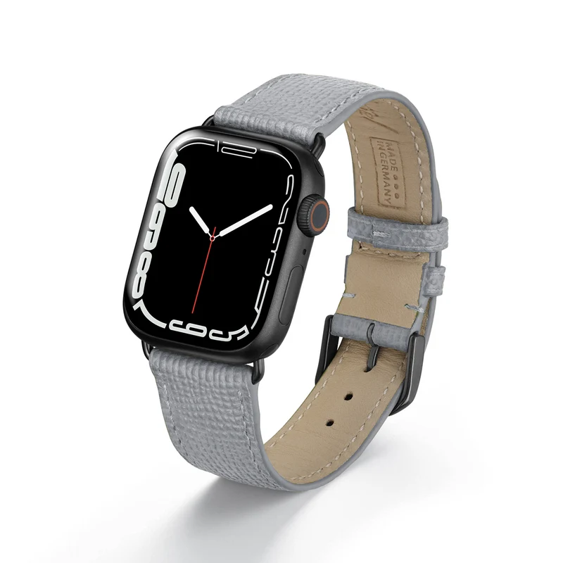 Apple Watch 1-9 Uhrenarmband AvelloStrap von Happel, Rindsleder, handgefertigt, Steingrau