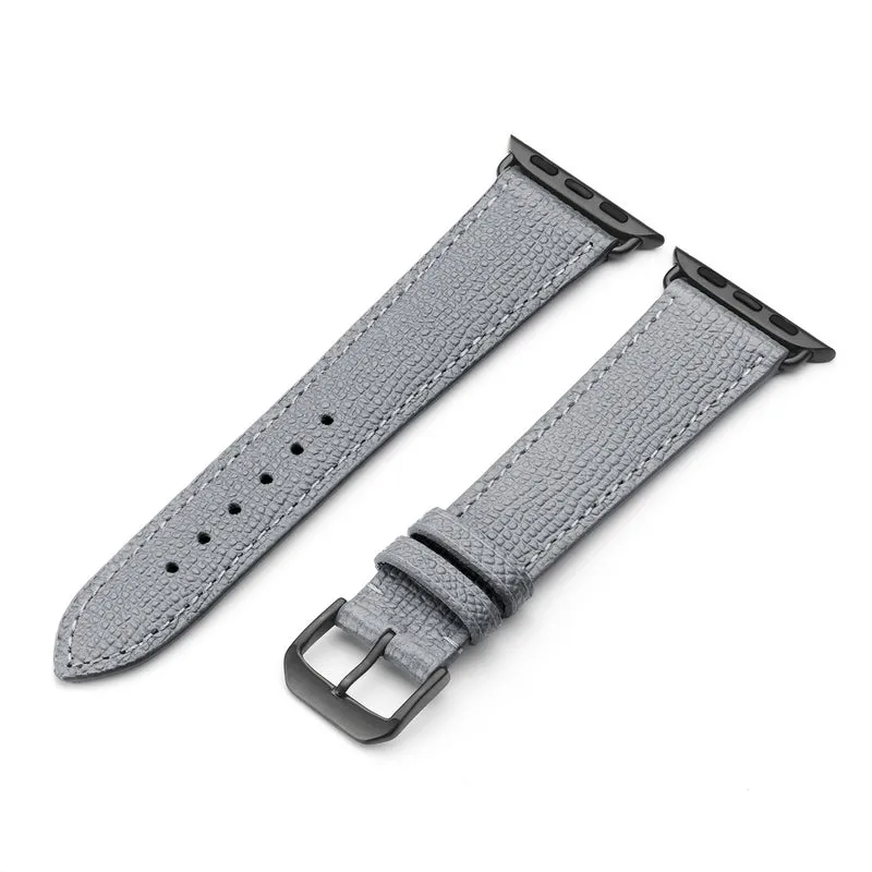 Apple Watch 1-9 Uhrenarmband AvelloStrap von Happel, Rindsleder, handgefertigt, Steingrau