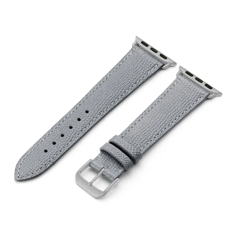 Apple Watch 1-9 Uhrenarmband AvelloStrap von Happel, Rindsleder, handgefertigt, Steingrau