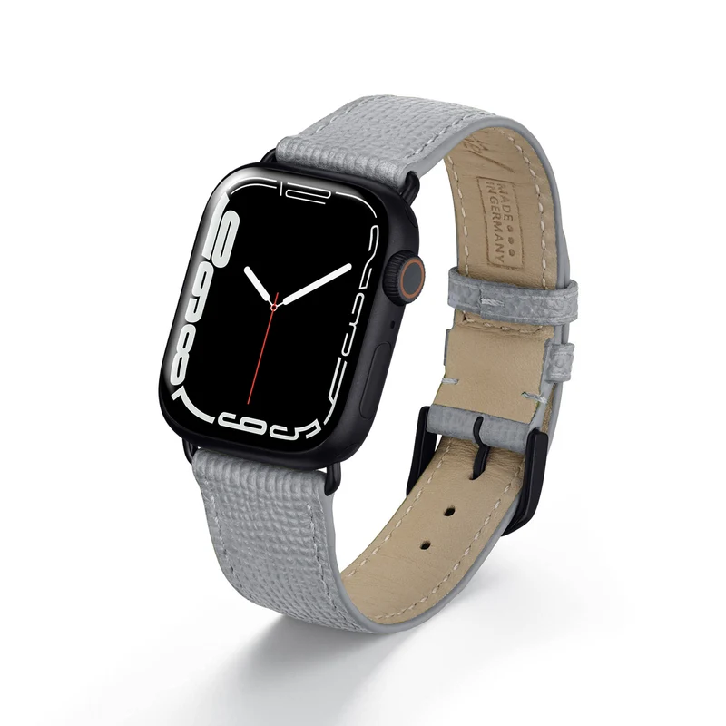 Apple Watch 1-9 Uhrenarmband AvelloStrap von Happel, Rindsleder, handgefertigt, Steingrau