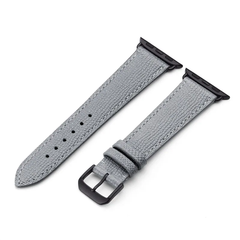 Apple Watch 1-9 Uhrenarmband AvelloStrap von Happel, Rindsleder, handgefertigt, Steingrau