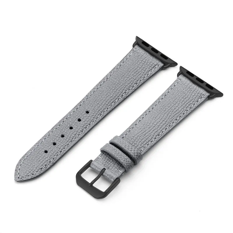 Apple Watch 1-9 Uhrenarmband AvelloStrap von Happel, Rindsleder, handgefertigt, Steingrau