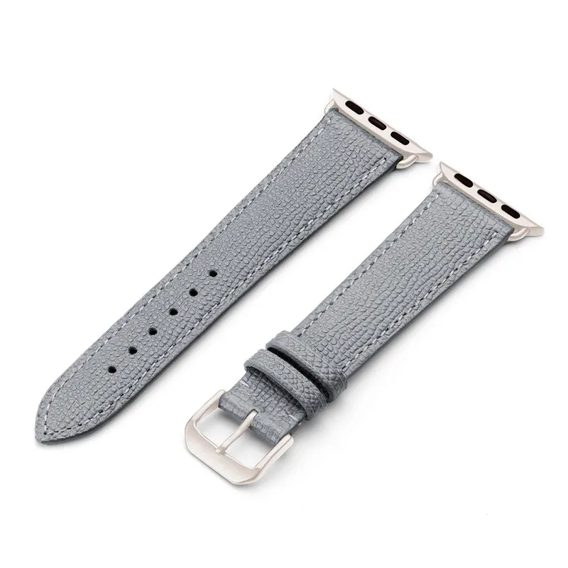 Apple Watch 1-9 Uhrenarmband AvelloStrap von Happel, Rindsleder, handgefertigt, Steingrau