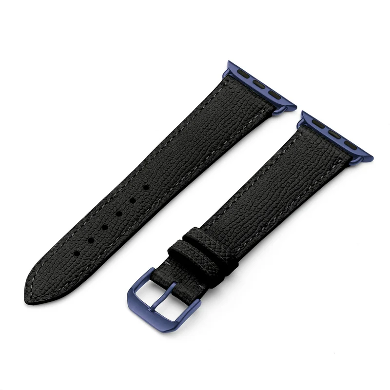 Apple Watch 1-9 Uhrenarmband AvelloStrap von Happel, Rindsleder, handgefertigt, Schwarz