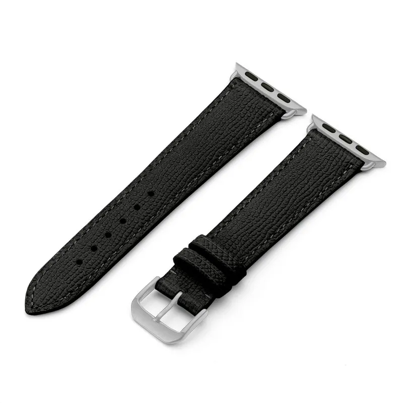 Apple Watch 1-9 Uhrenarmband AvelloStrap von Happel, Rindsleder, handgefertigt, Schwarz